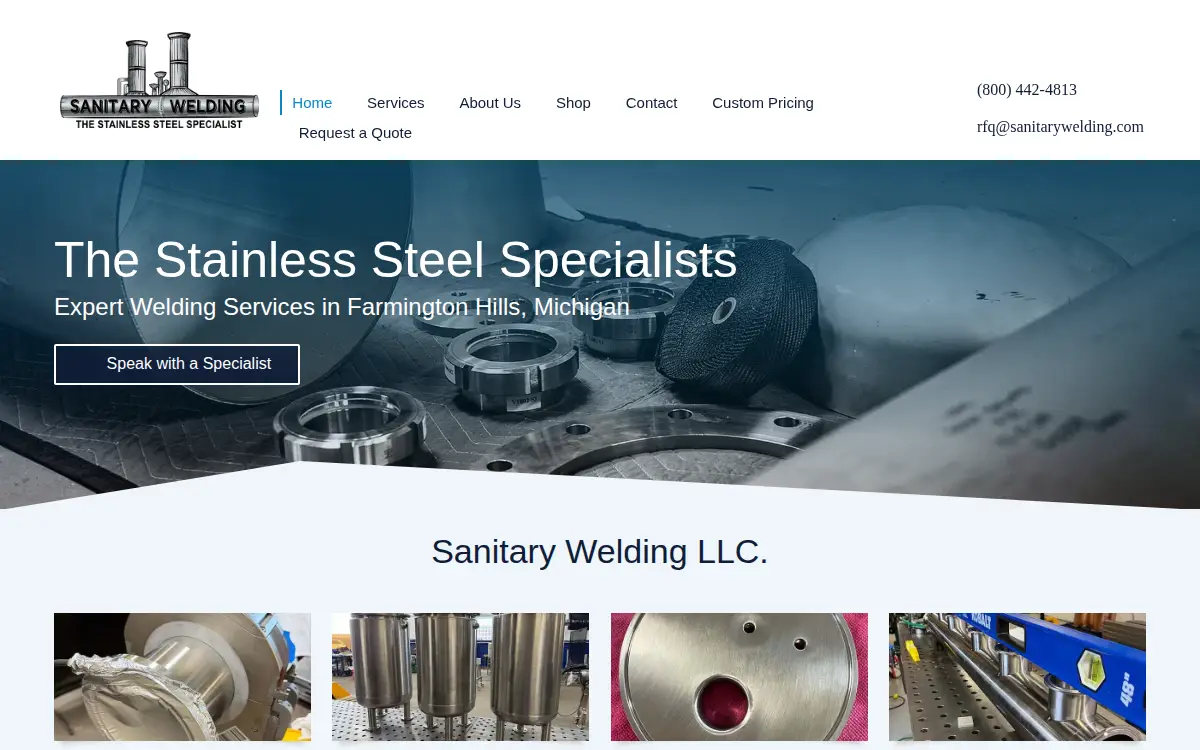 Homepage of Sanitary Welding LLC