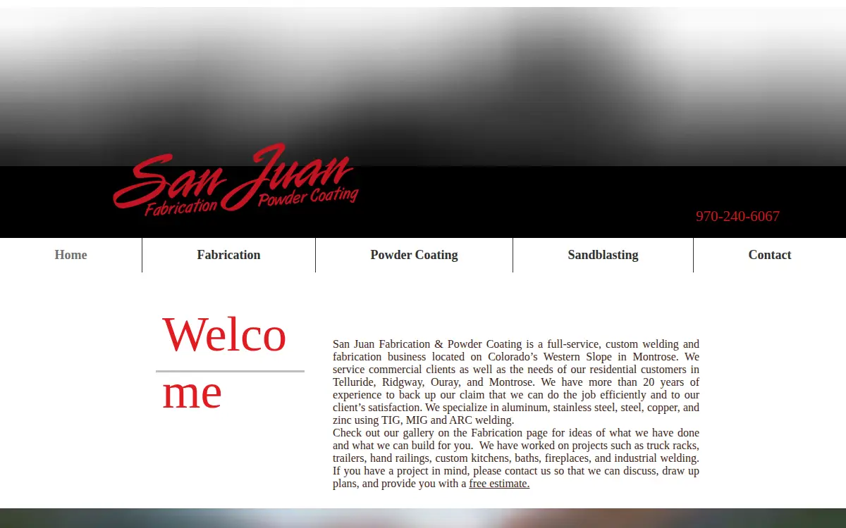 Homepage of San Juan Fabrication, INC.