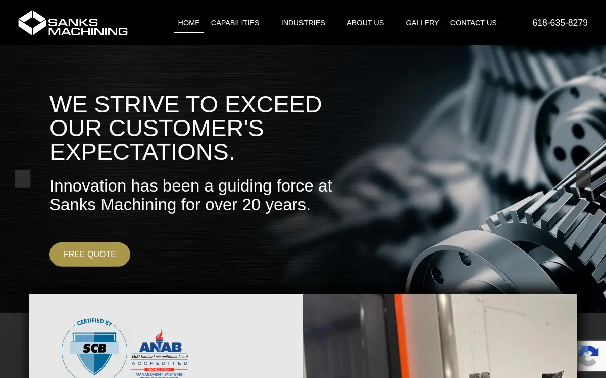Homepage of Sanks Machining INC