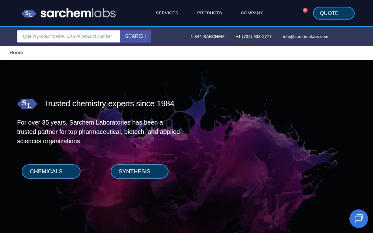 Homepage of Sarchem Laboratories INC