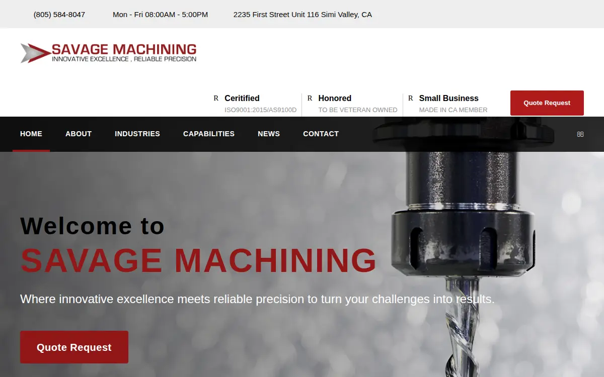 Homepage of Savage Machining, INC.