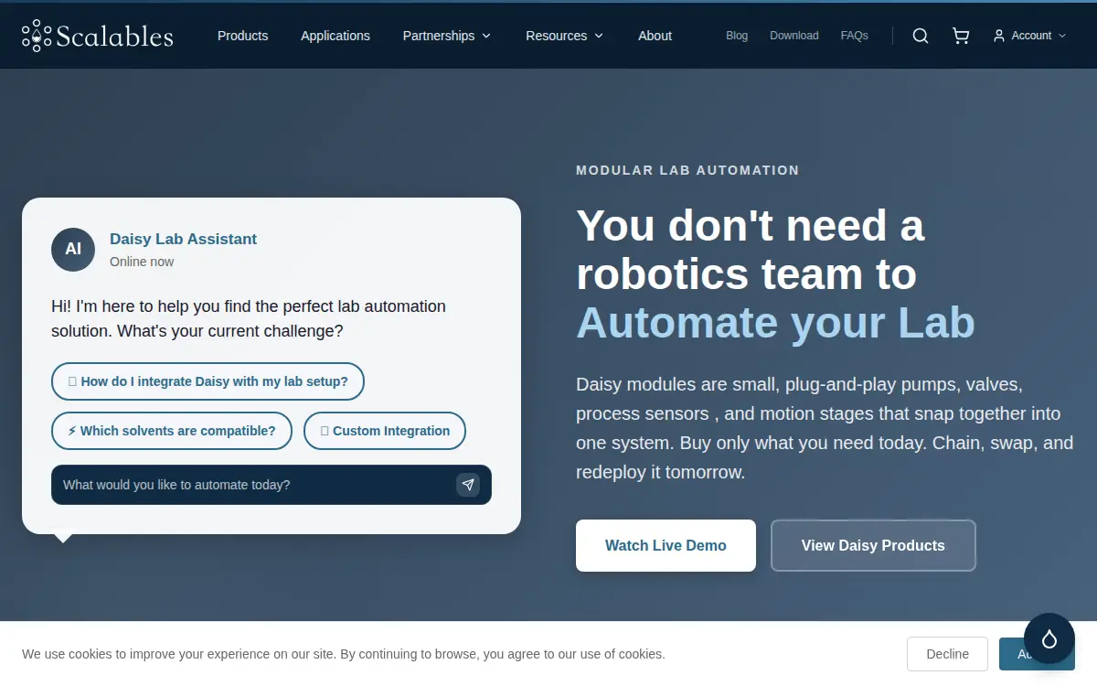 Homepage of Scalables, LLC