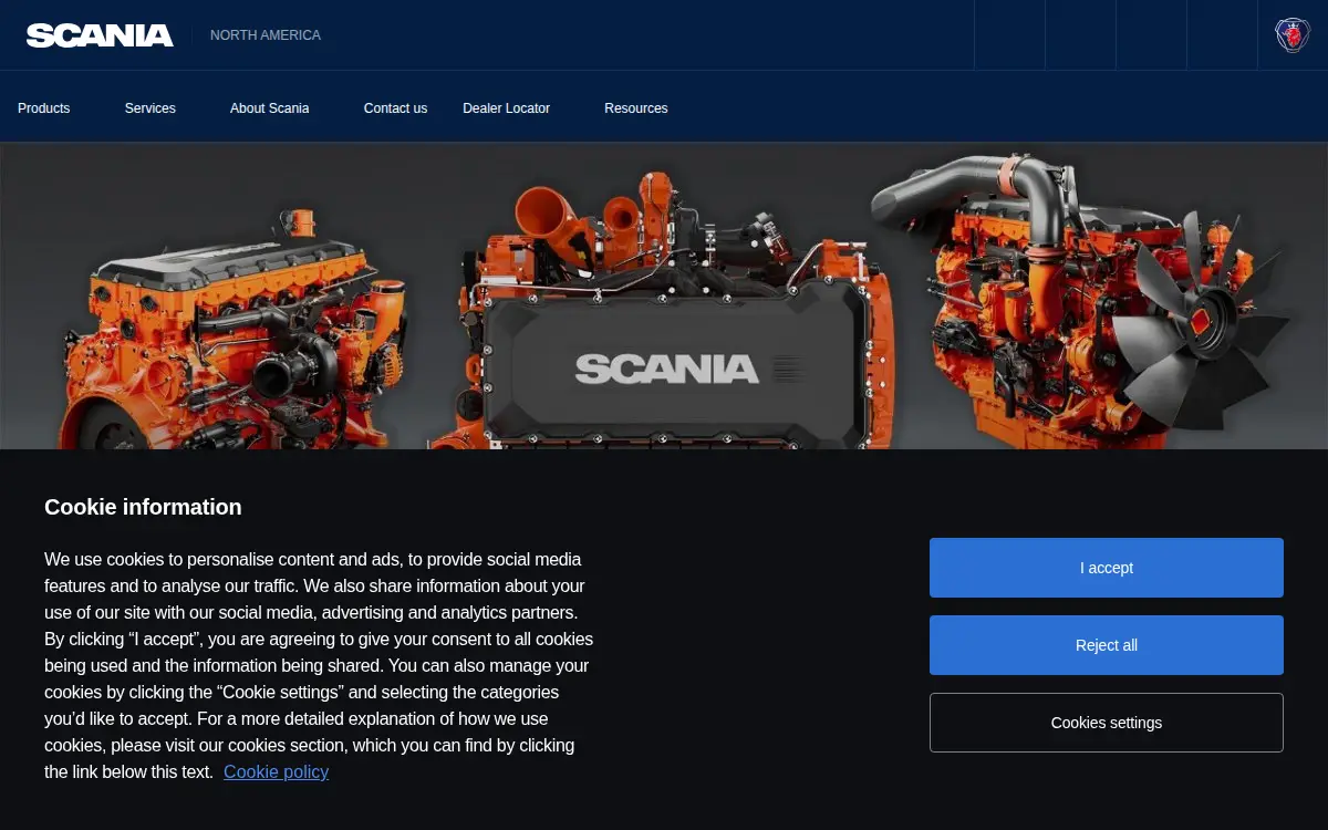 Homepage of Scania USA INC