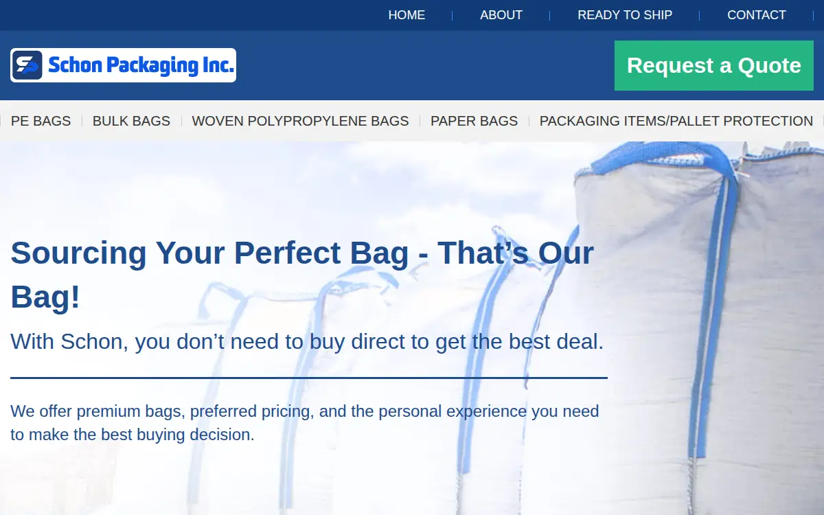 Homepage of Schon Family Packaging, INC.