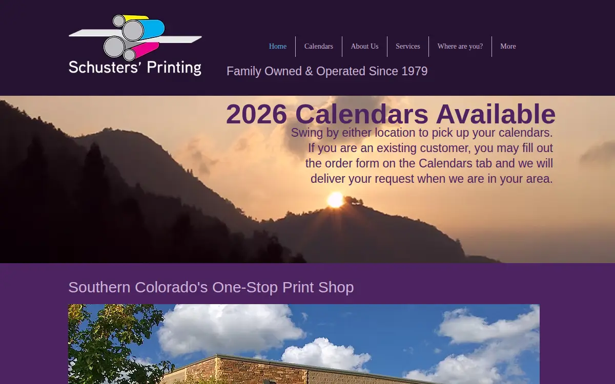 Homepage of Schuster's Printing CO