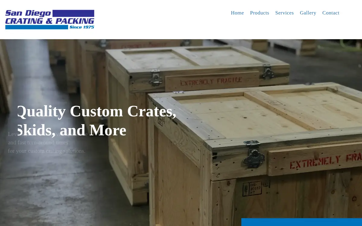 Homepage of San Diego Crating & Packing INC