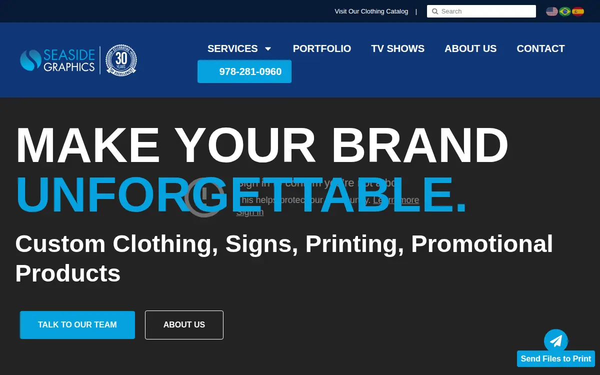 Homepage of Seaside Graphics, INC.