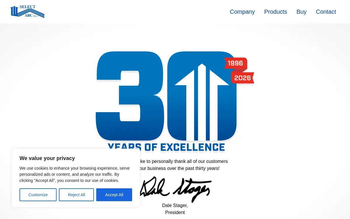 Homepage of Select-arc INC