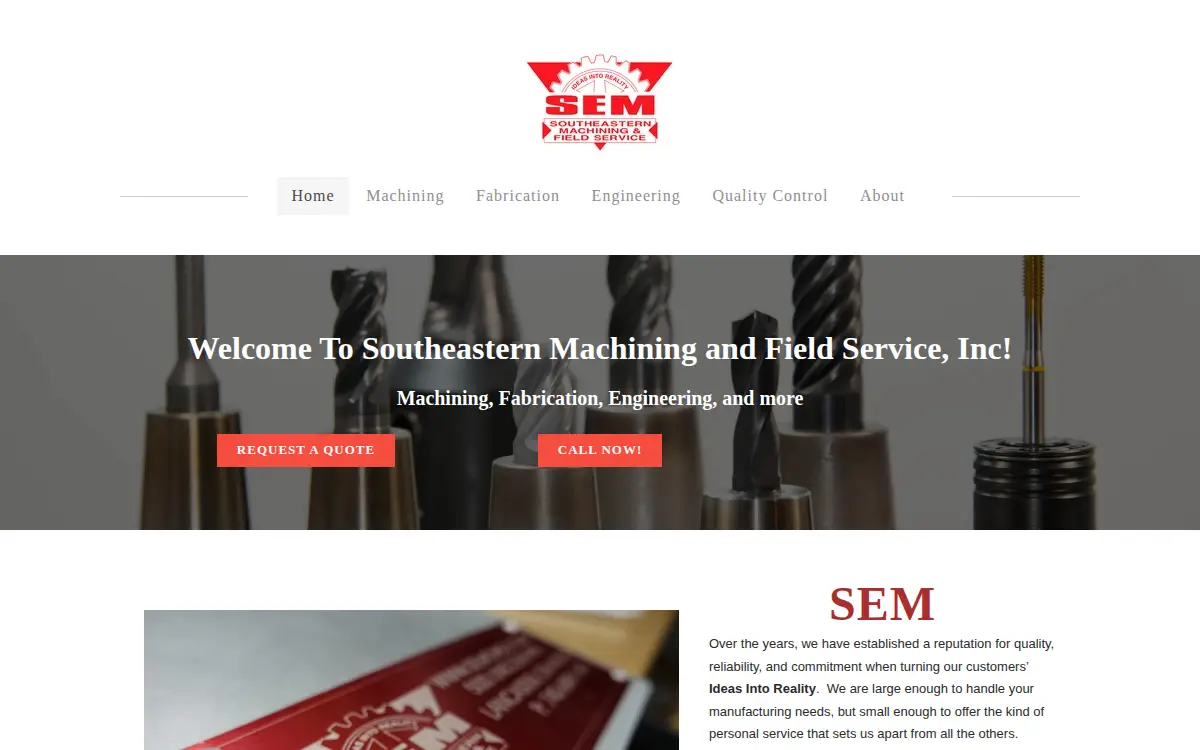 Homepage of Southeastern Machining and Field Service, INC