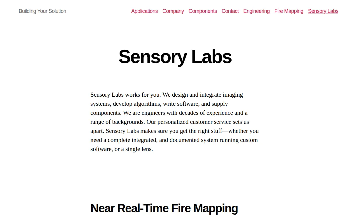 Homepage of Sensory Labs LLC