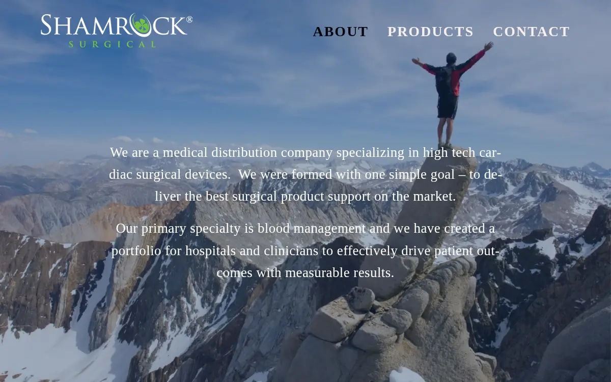 Homepage of Shamrock Surgical
