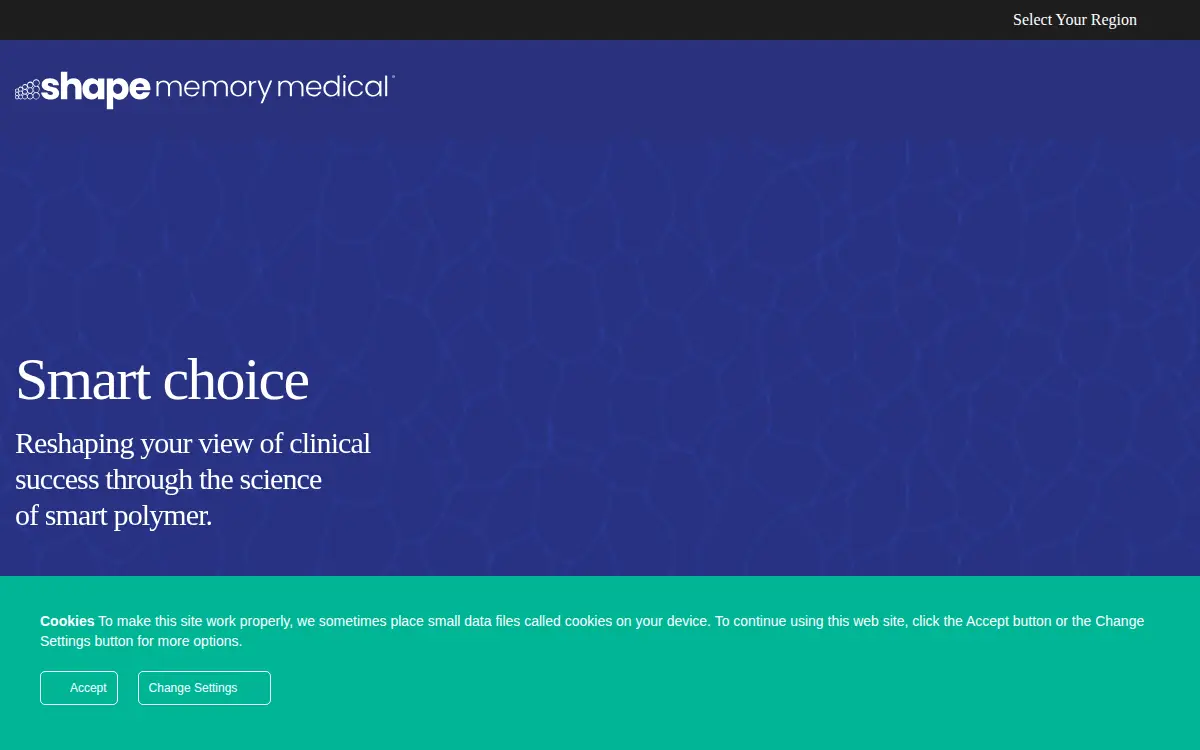 Homepage of Shape Memory Medical INC
