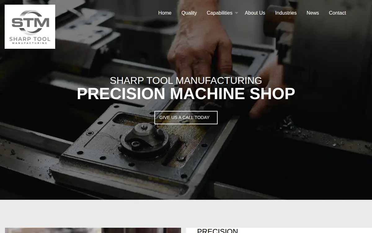 Homepage of Sharp Tool Manufacturing, LLC