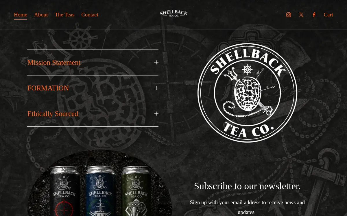 Homepage of Shellback Tea Company LLC