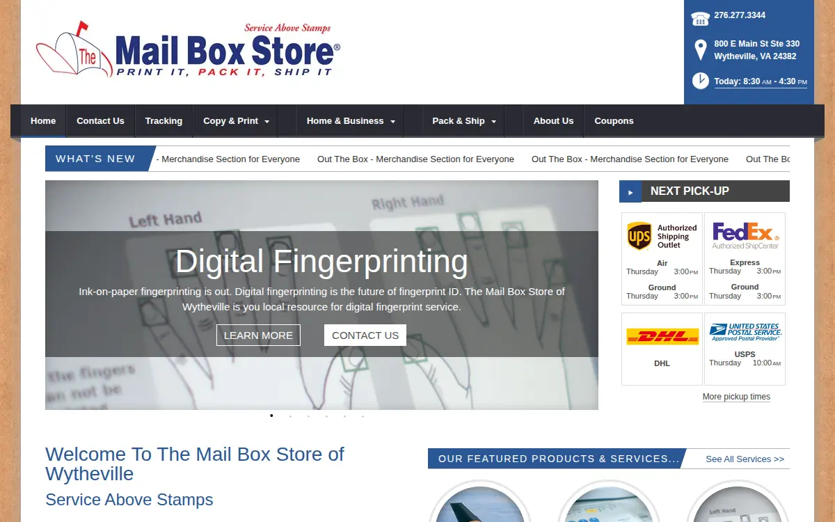 Homepage of R & D's Mail Box Store LLC