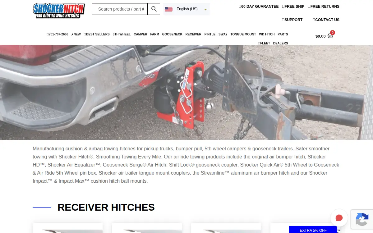 Homepage of Shocker Hitch, LLC