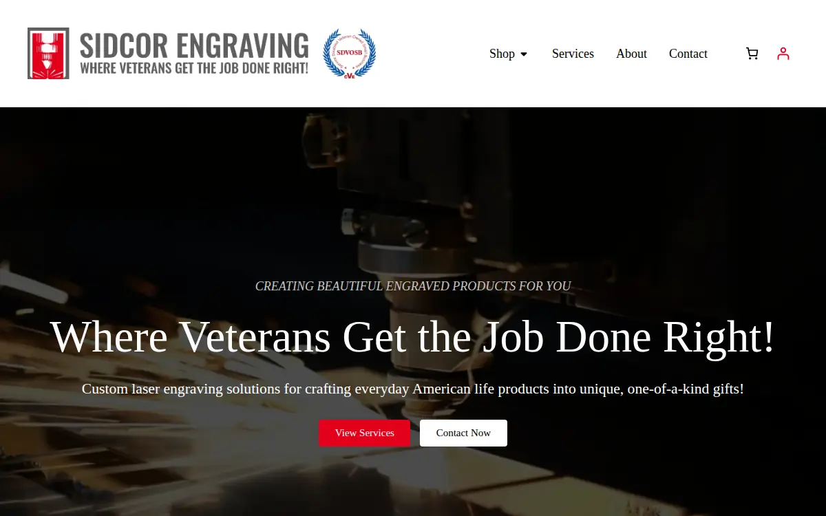 Homepage of Sidcor Laser Engraving LLC