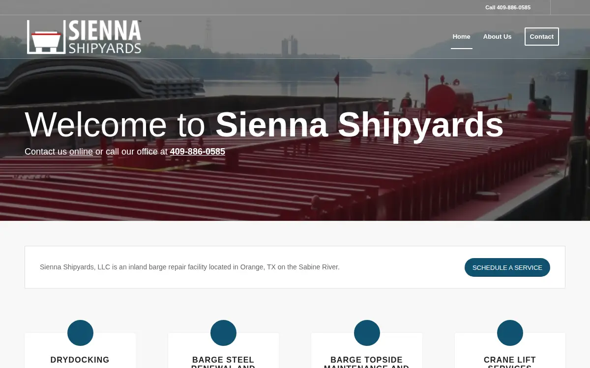 Homepage of Sienna Shipyards LLC