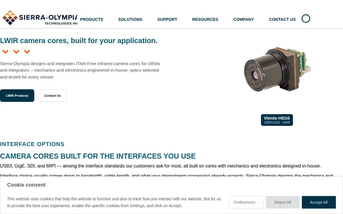 Homepage of Sierra-olympia Technologies, INC.