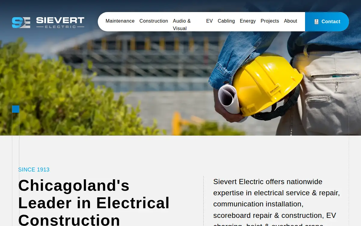 Homepage of Sievert Electric Service and Sales Company