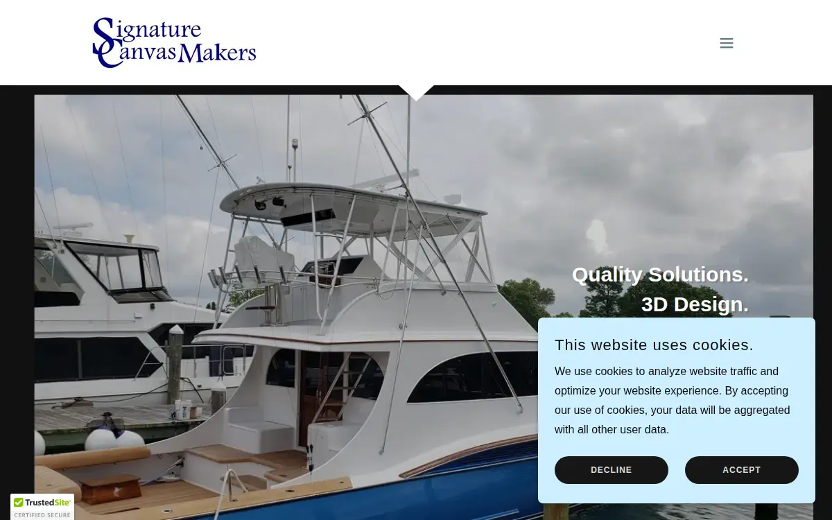 Homepage of Signature Canvasmakers LLC
