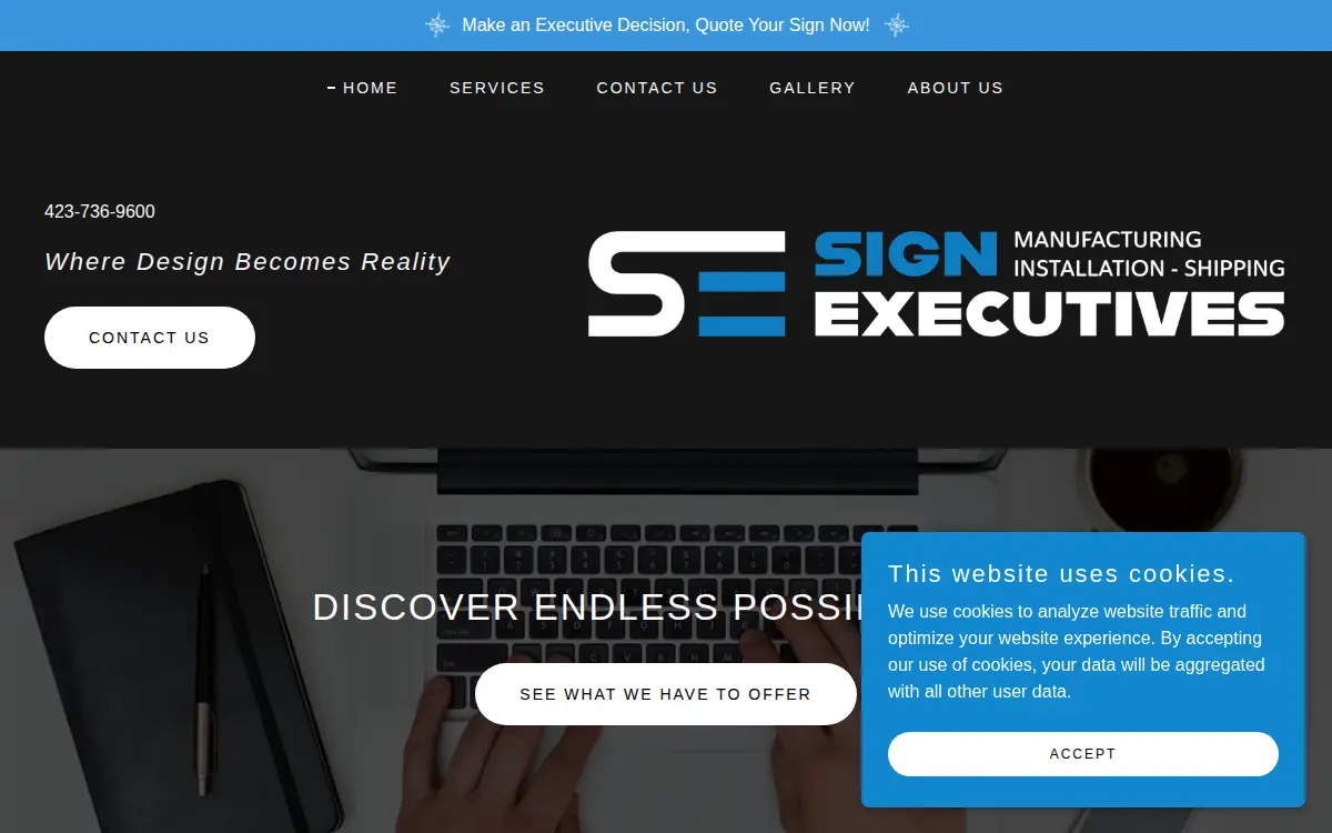 Homepage of Sign Executives LLC