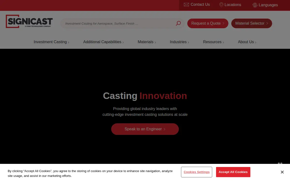 Homepage of Signicast LLC