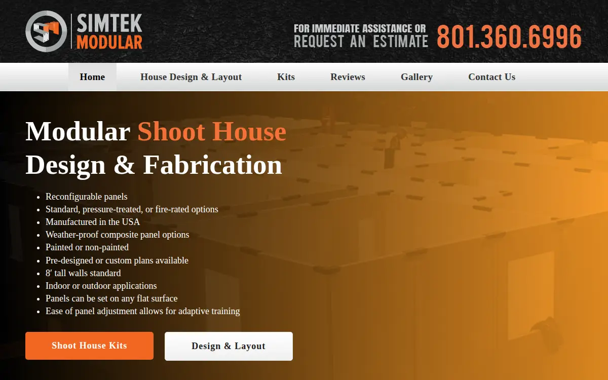 Homepage of Simtek Modular LLC