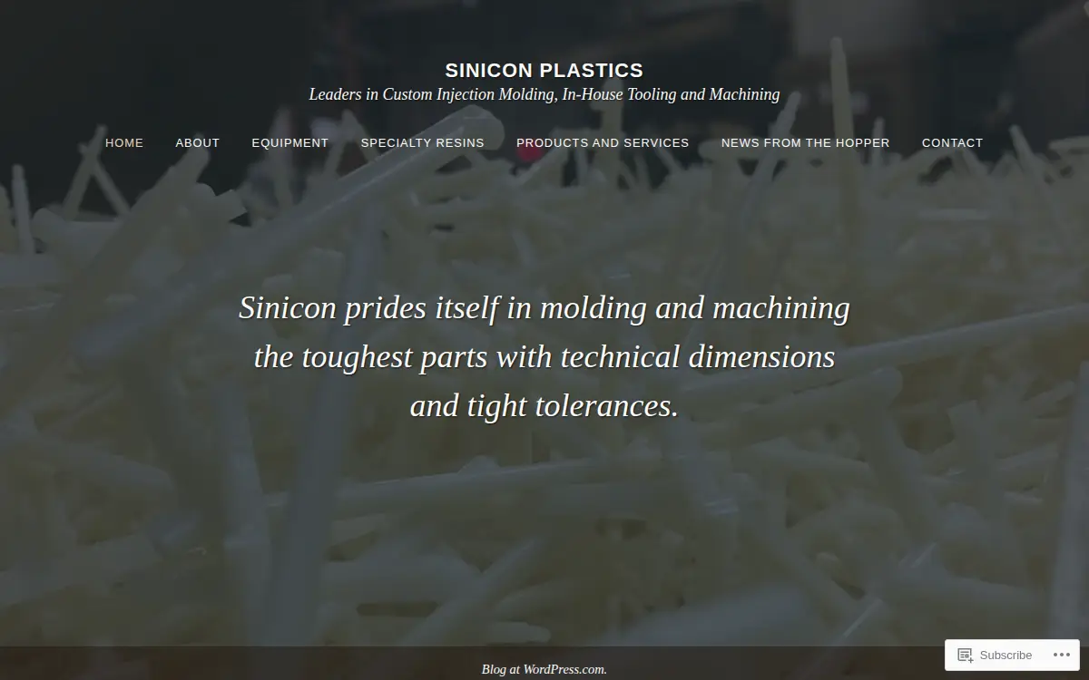 Homepage of Sinicon Plastics INC