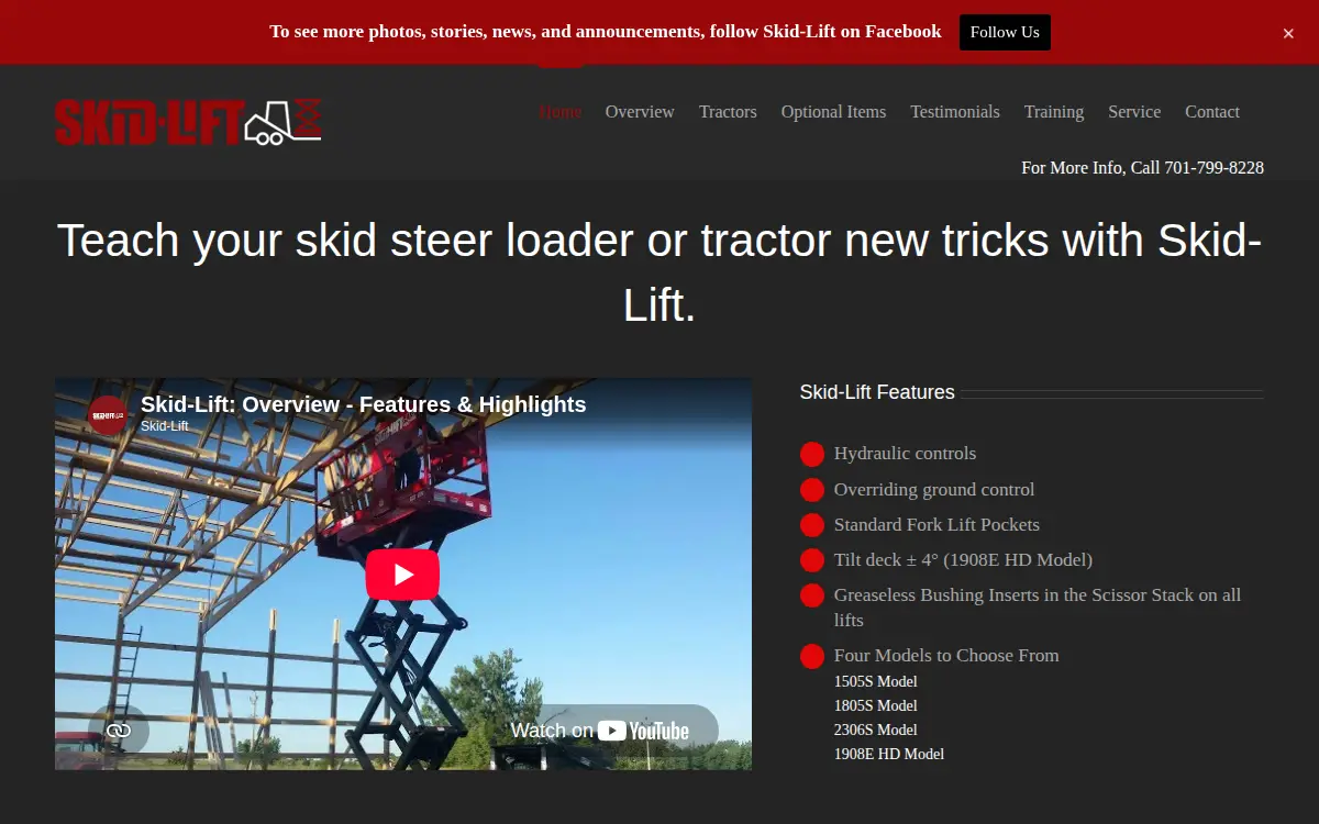 Homepage of Skid Lift, LLC
