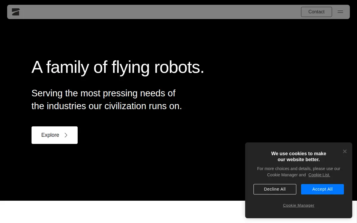 Homepage of Skydio, INC