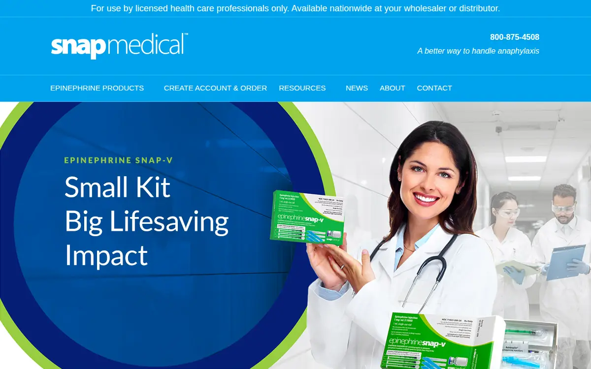 Homepage of Snap Medical Industries LLC