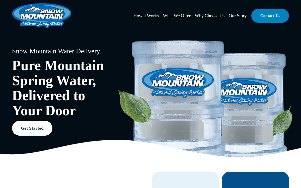 Homepage of Snow Mountain Natural Spring Water, INC