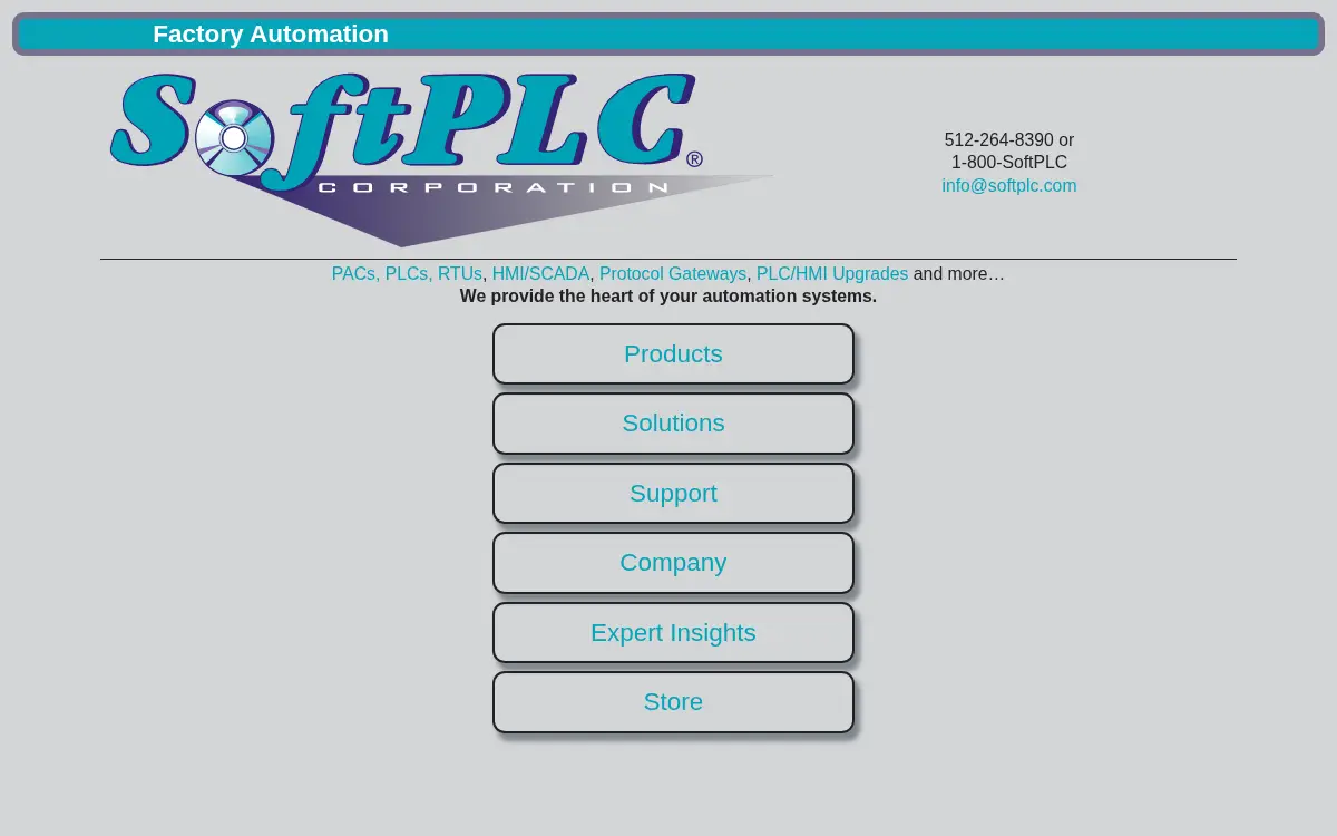Homepage of Softplc Corporation