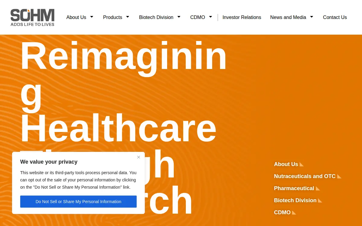 Homepage of Sohm, INC
