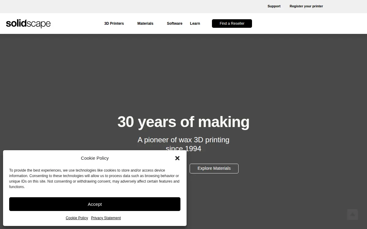 Homepage of Solidscape, INC.