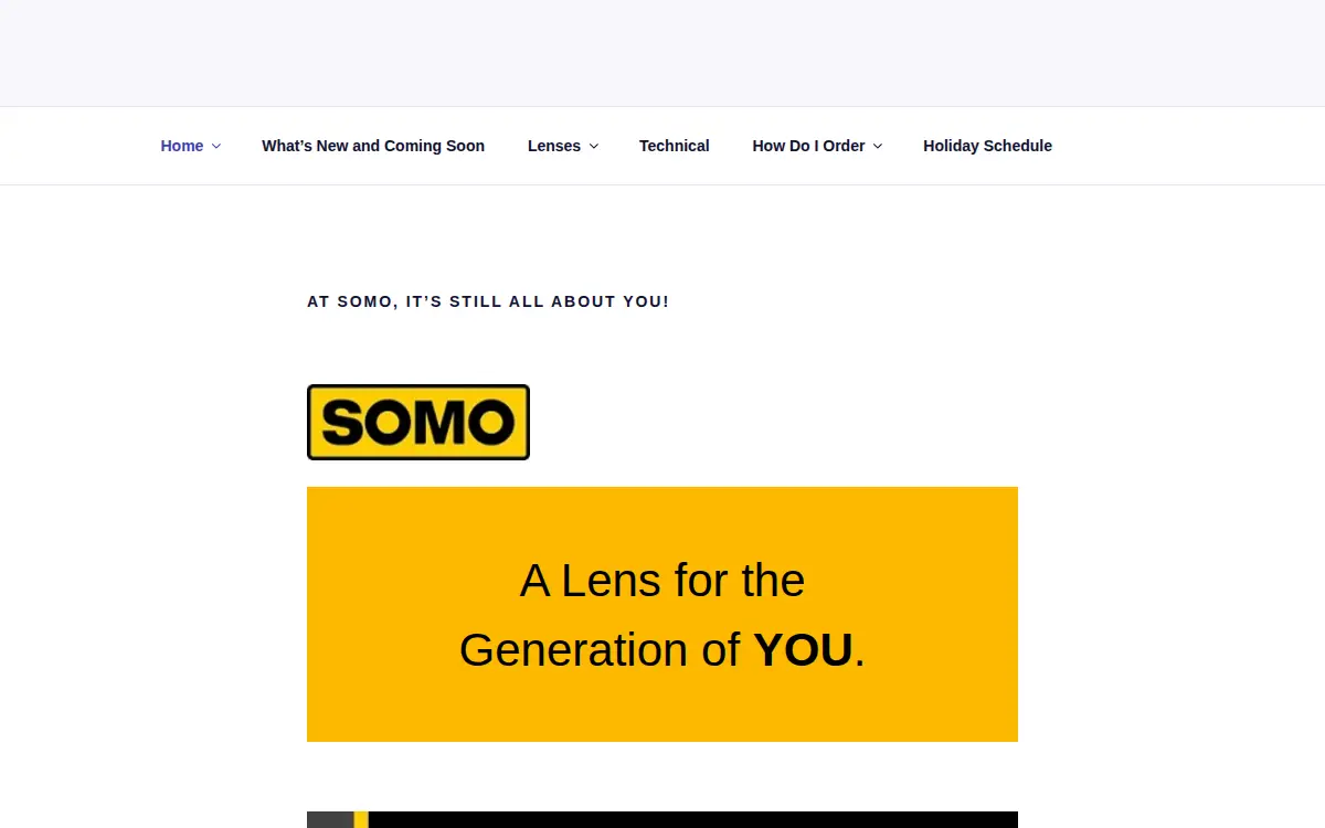 Homepage of Somo Lens, LLC