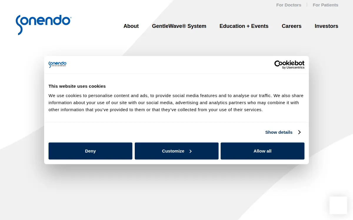 Homepage of Sonendo, INC