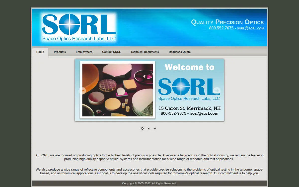 Homepage of Space Optics Research Labs, LLC
