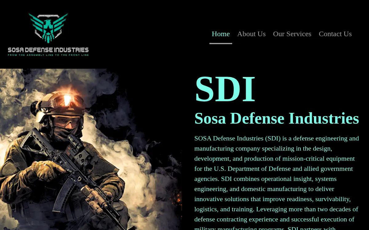 Homepage of Sosa Defense Industries LLC