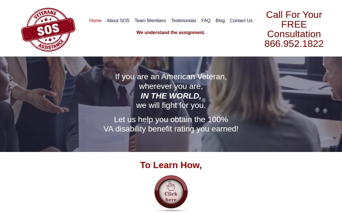 Homepage of Sos Veterans Assistance, LLC
