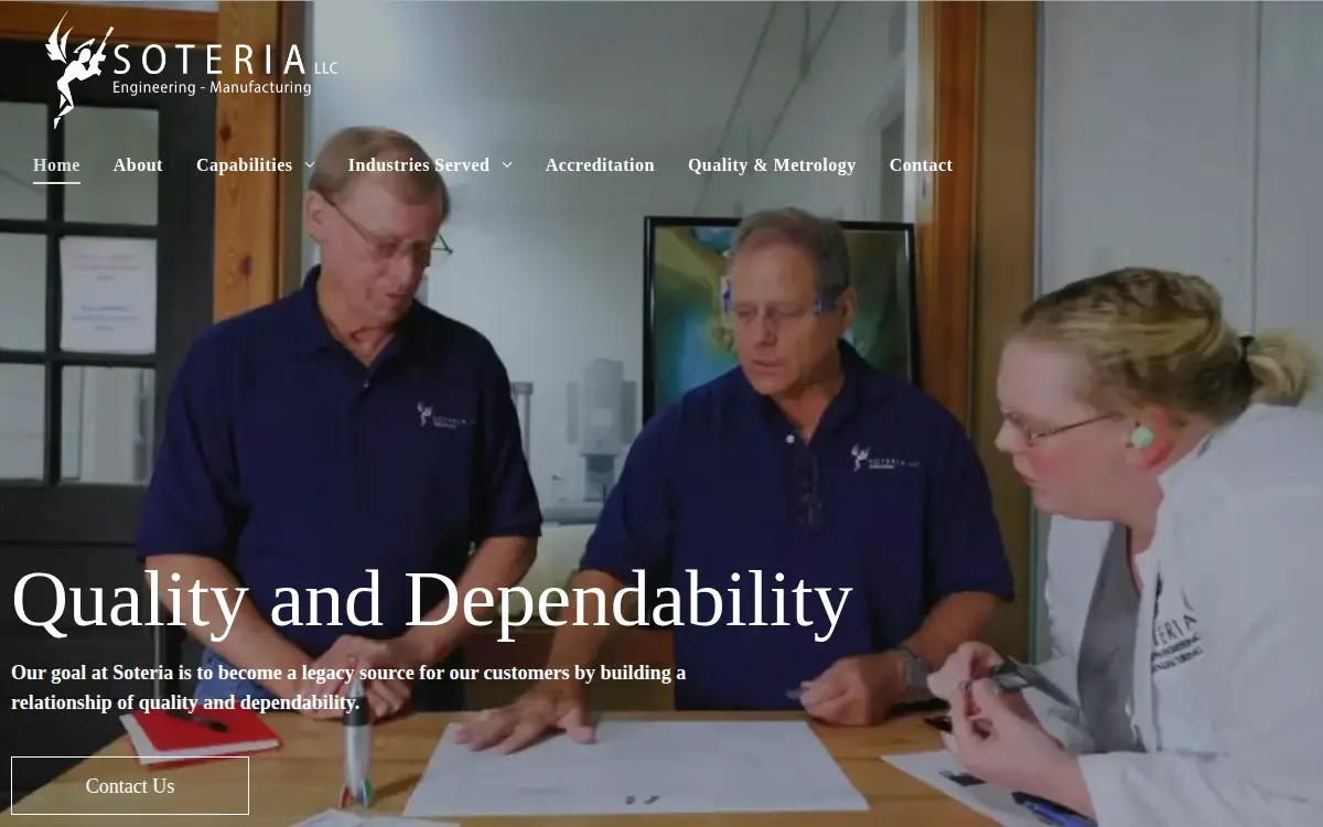 Homepage of Soteria LLC