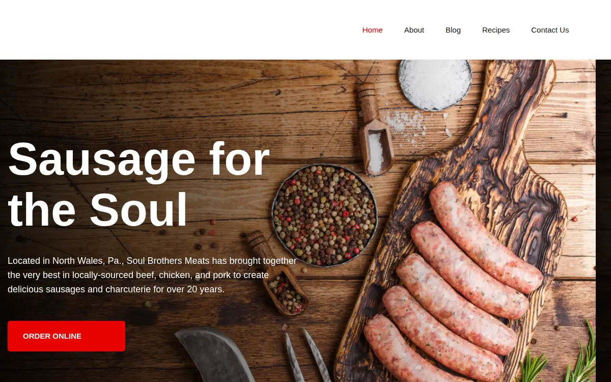Homepage of Soul Brothers Meats LLC