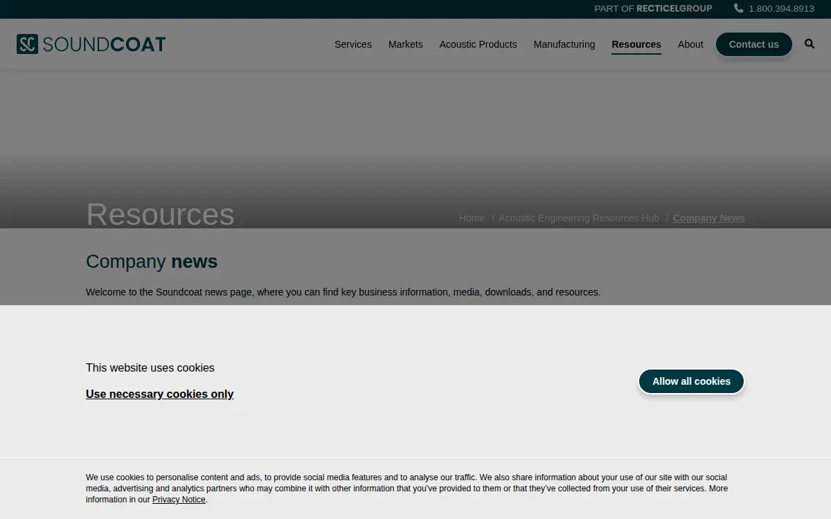 Homepage of The Soundcoat Company, INC.
