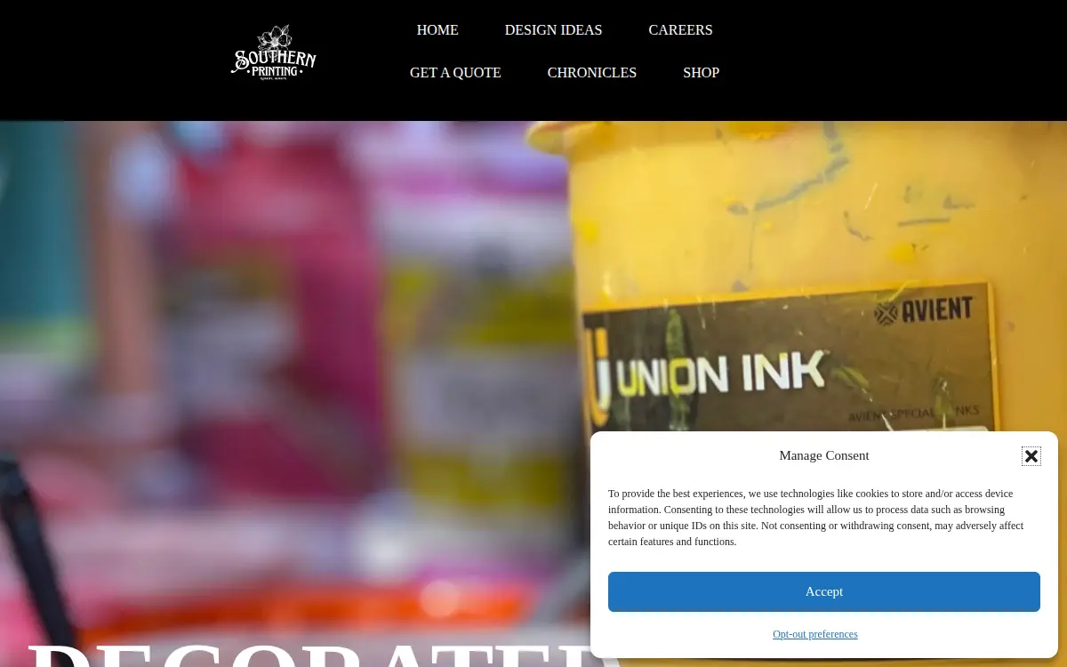 Homepage of Southern Printing, LLC