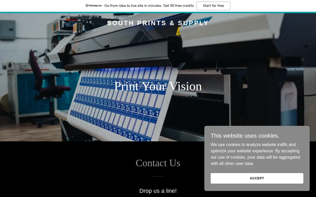 Homepage of South Prints & Supply LLC