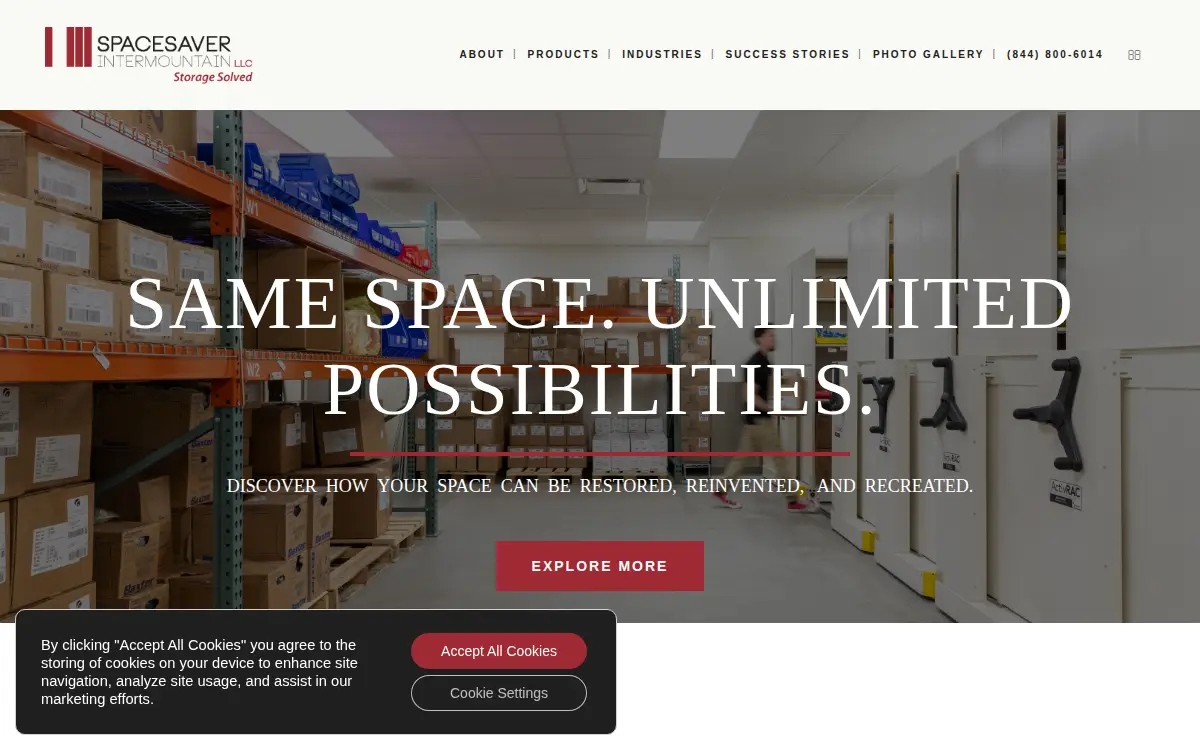 Homepage of Spacesaver Intermountain, LLC