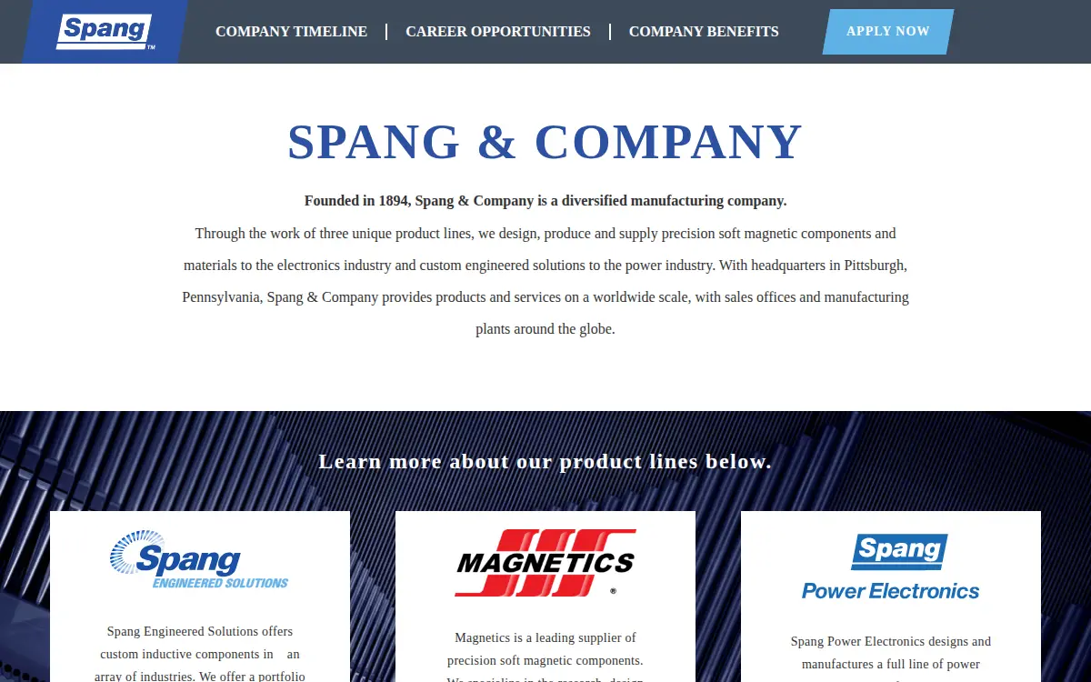 Homepage of Spang & Company