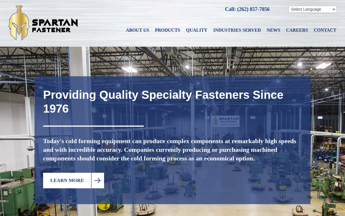 Homepage of Spartan Fastener, LLC