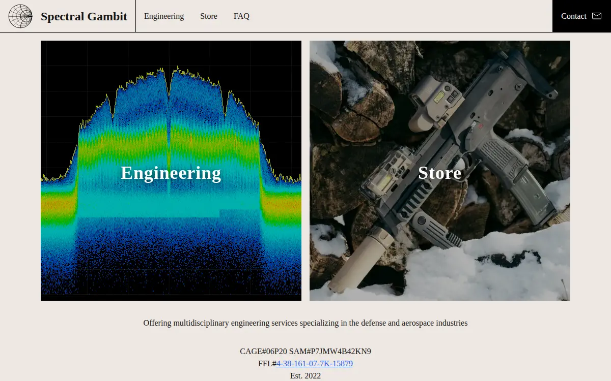 Homepage of Spectral Gambit LLC